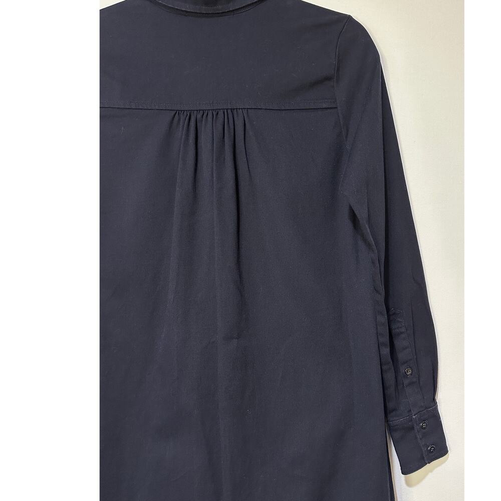 Edward An Navy Cotton Twill Long Sleeve Shirt Dress Size Small EUC Collar - Picture 11 of 15